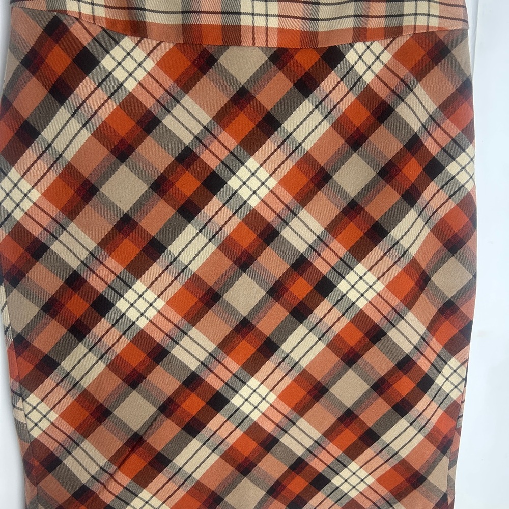The Limited Plaid Patterned Skirt - Orange and Brown Size 6